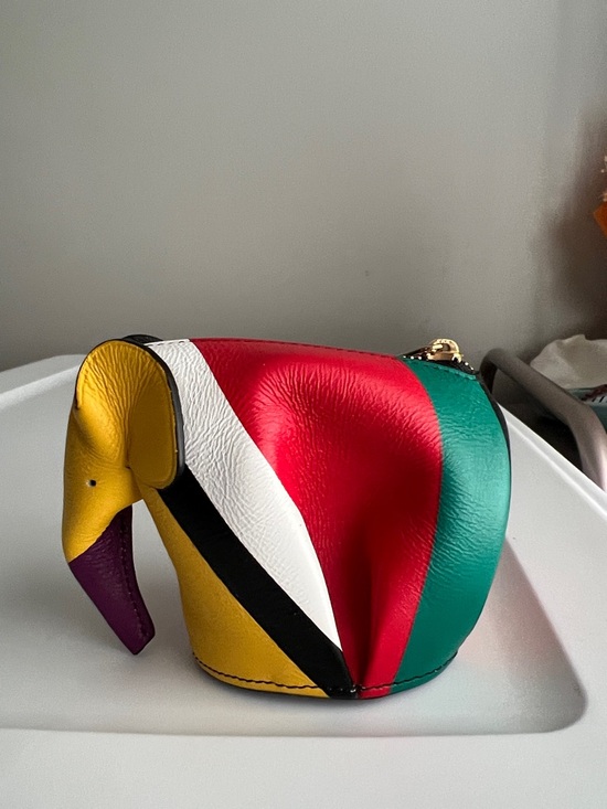 Loewe Handbags - RARE Loewe Elephant Coin Purse Keychain- Multicolor Calfskin Leather